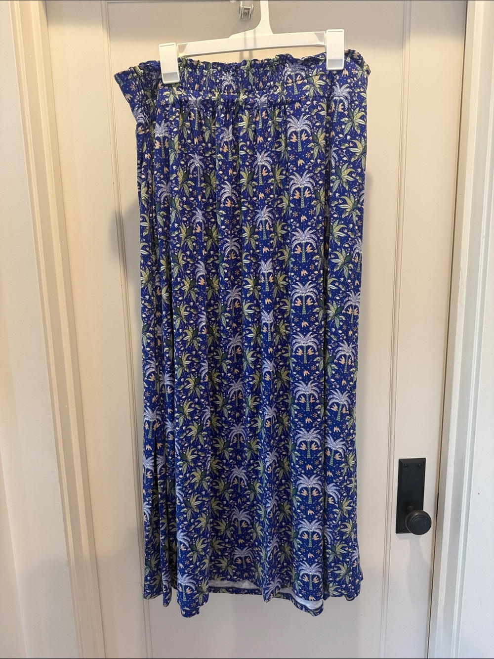 Boden Blue Floral Palm Tree Maxi Skirt with pockets